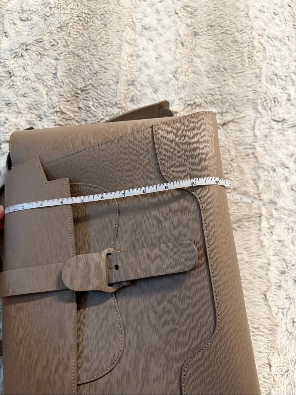 Senreve Maestra Mimosa Latte Gold Taupe Structured Leather Work School Bag